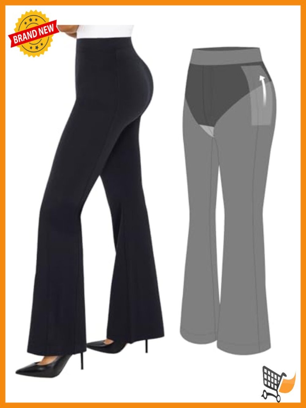 Popilush Tummy Control Bootcut Flare Dress Pants Pull-On Stretch Work